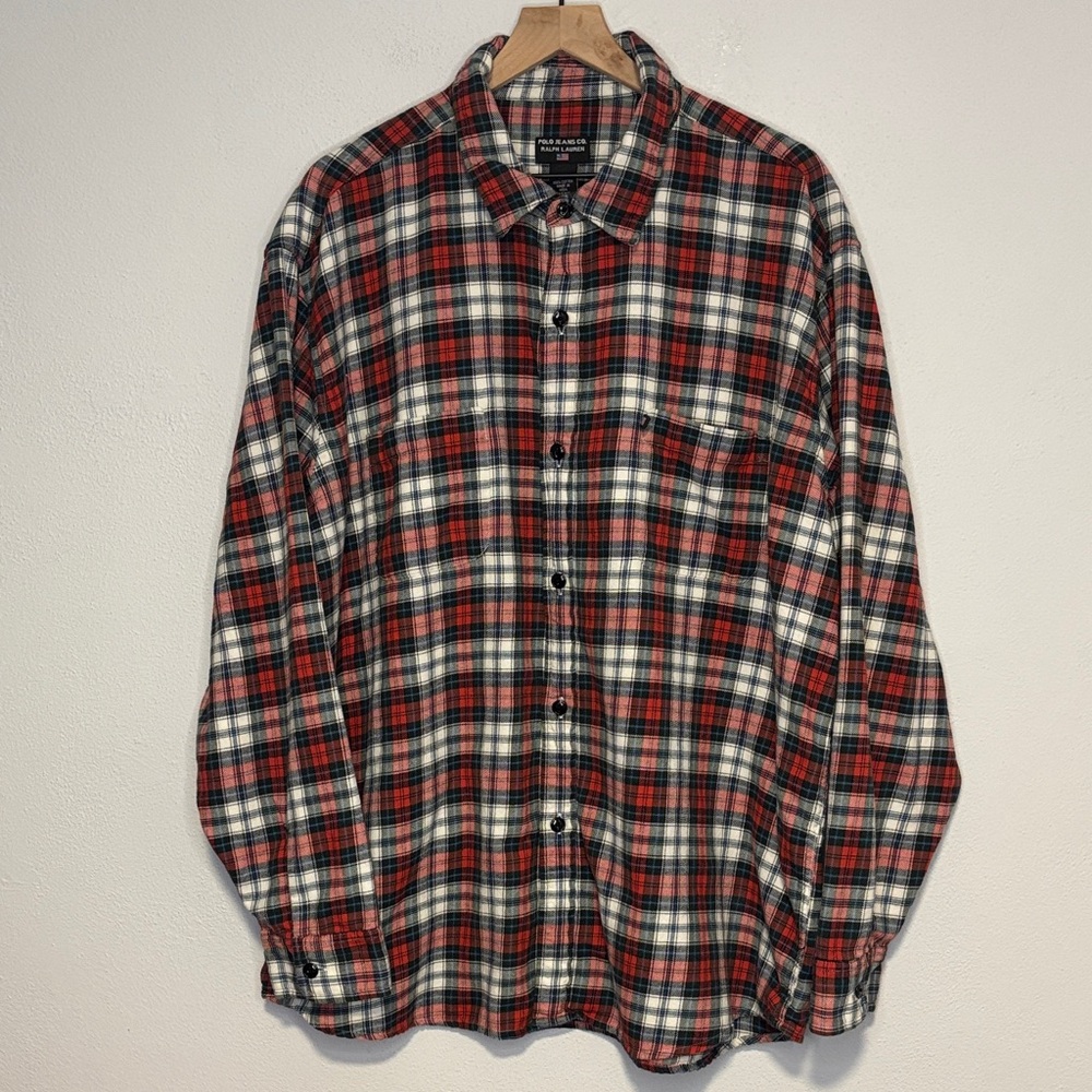 Vintage Polo Jeans Co Ralph Lauren Long Sleeve Button Down Plaid Shirt XXL